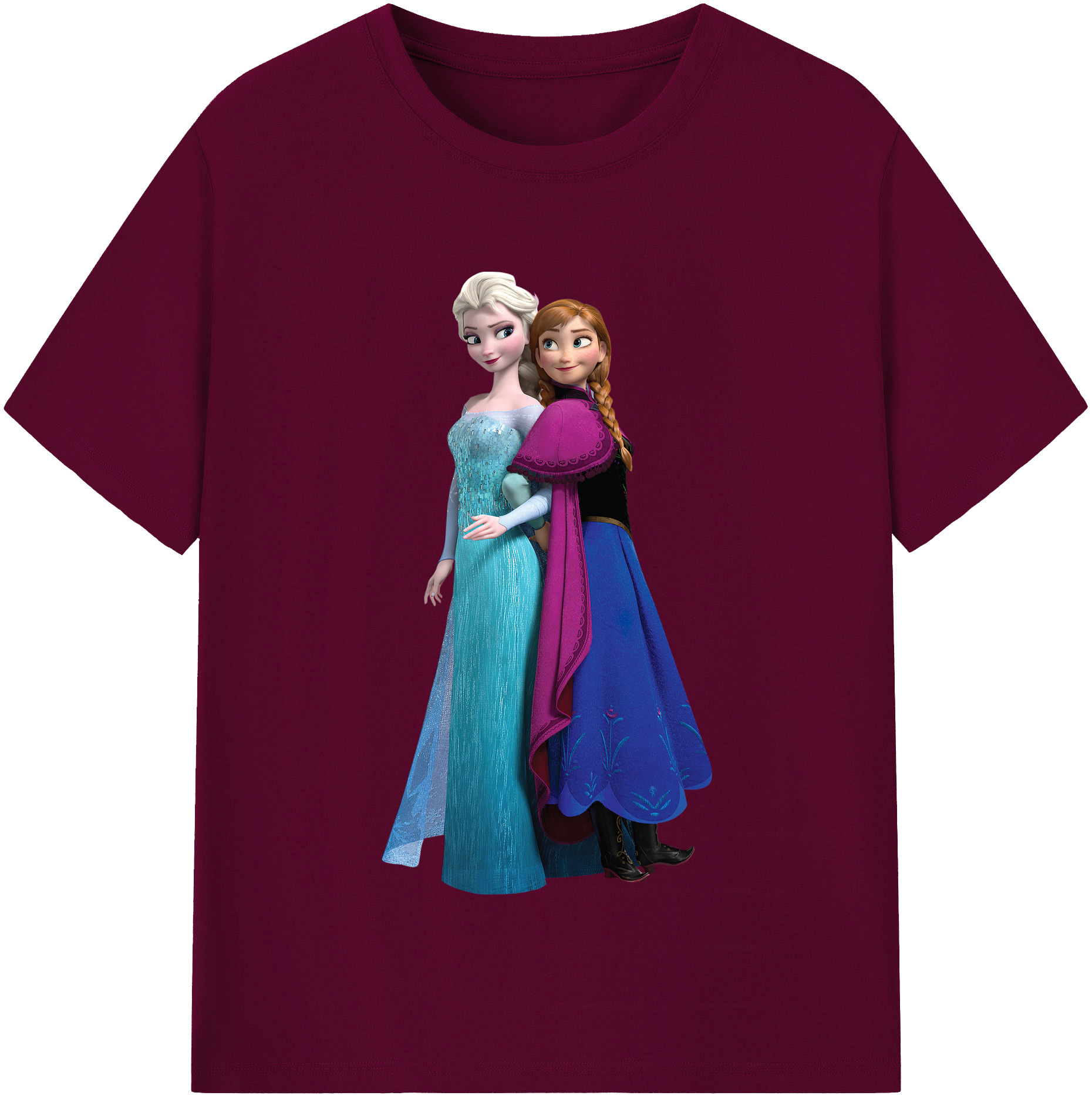 （画像用） アナと雪の女王 アンナ エルサ Frozen Anna Elsa レディースカジュアルプリントTシャツ（綿100％）